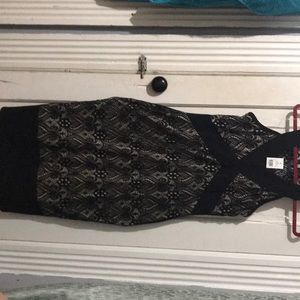 Long Black Nude Vneck dress